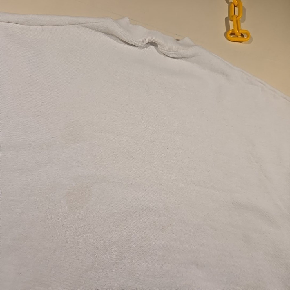 Vtg Fruit Of The Loom XL Sweatshirt White Crewneck Blank USA Made Stains Wear 90 - Picture 11 of 12